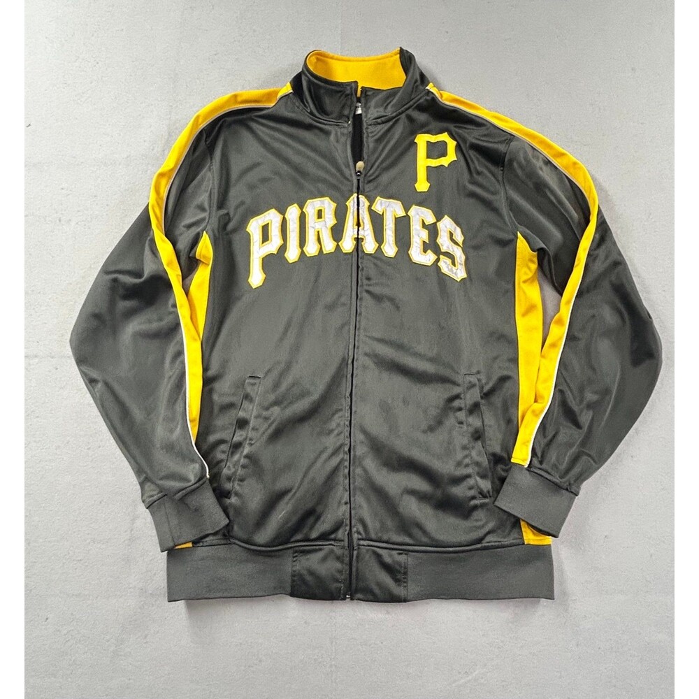 Pittsburgh Pirates Men’s Full Zip MLB Jacket Baseball Warm Up Gray Yellow